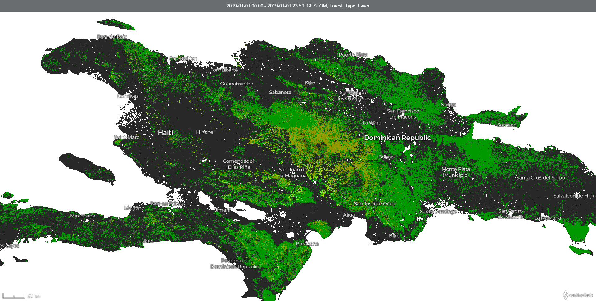 forest type map for Dominican Republic