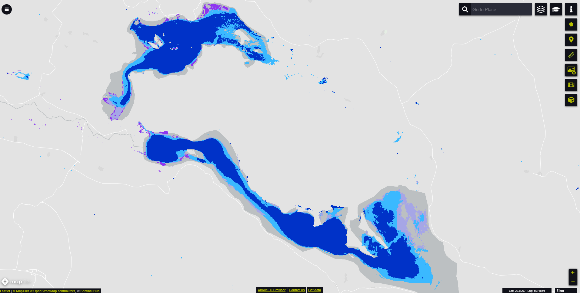 Water occurrence map lake Bakhtegan and Tashk, Iran