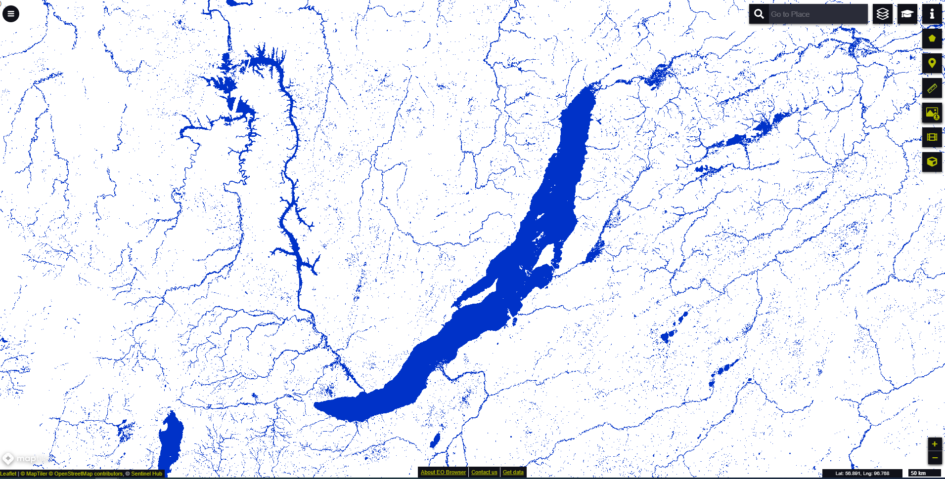 Water bodies map Baikal lake
